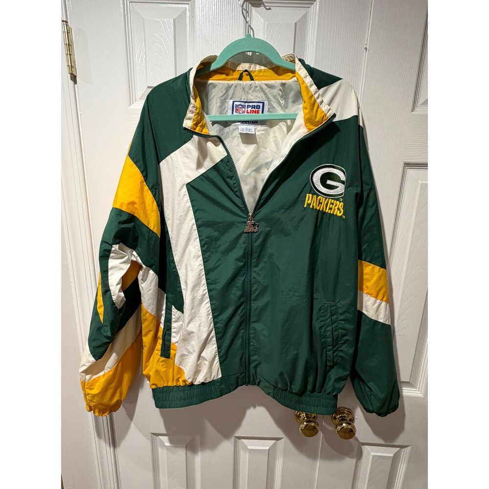 Vintage 90s Green Bay Packers Starter Pro Line Windbreaker Jacket XL NFL Auth